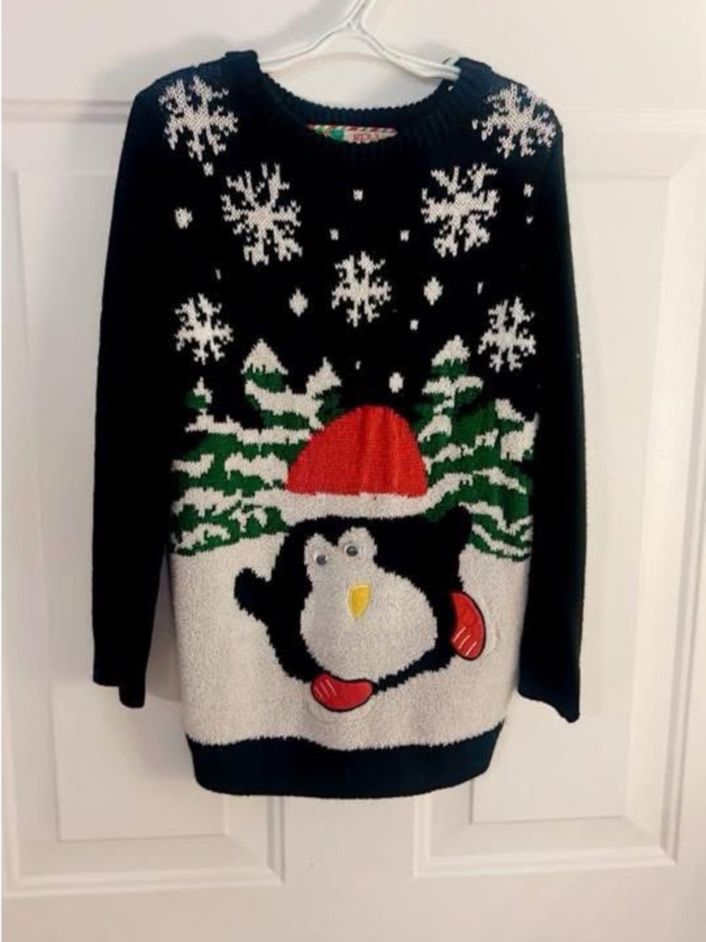 Festive Black Penguin Holiday Sweater - Girl’s